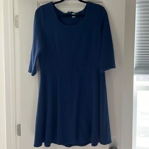 Navy Blue Circle Skirt Sweater Dress
